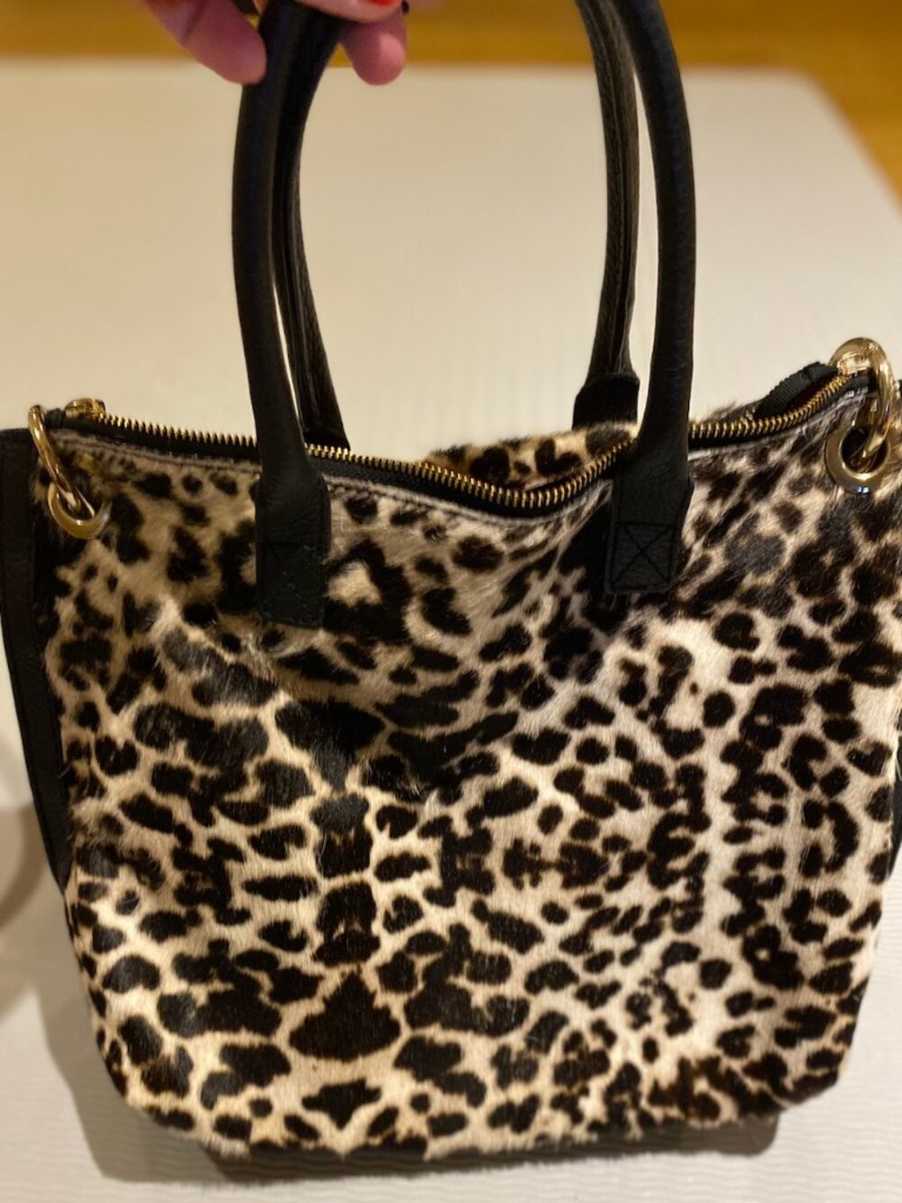 Boden Toulon Bag Snow Leopard with orange interior